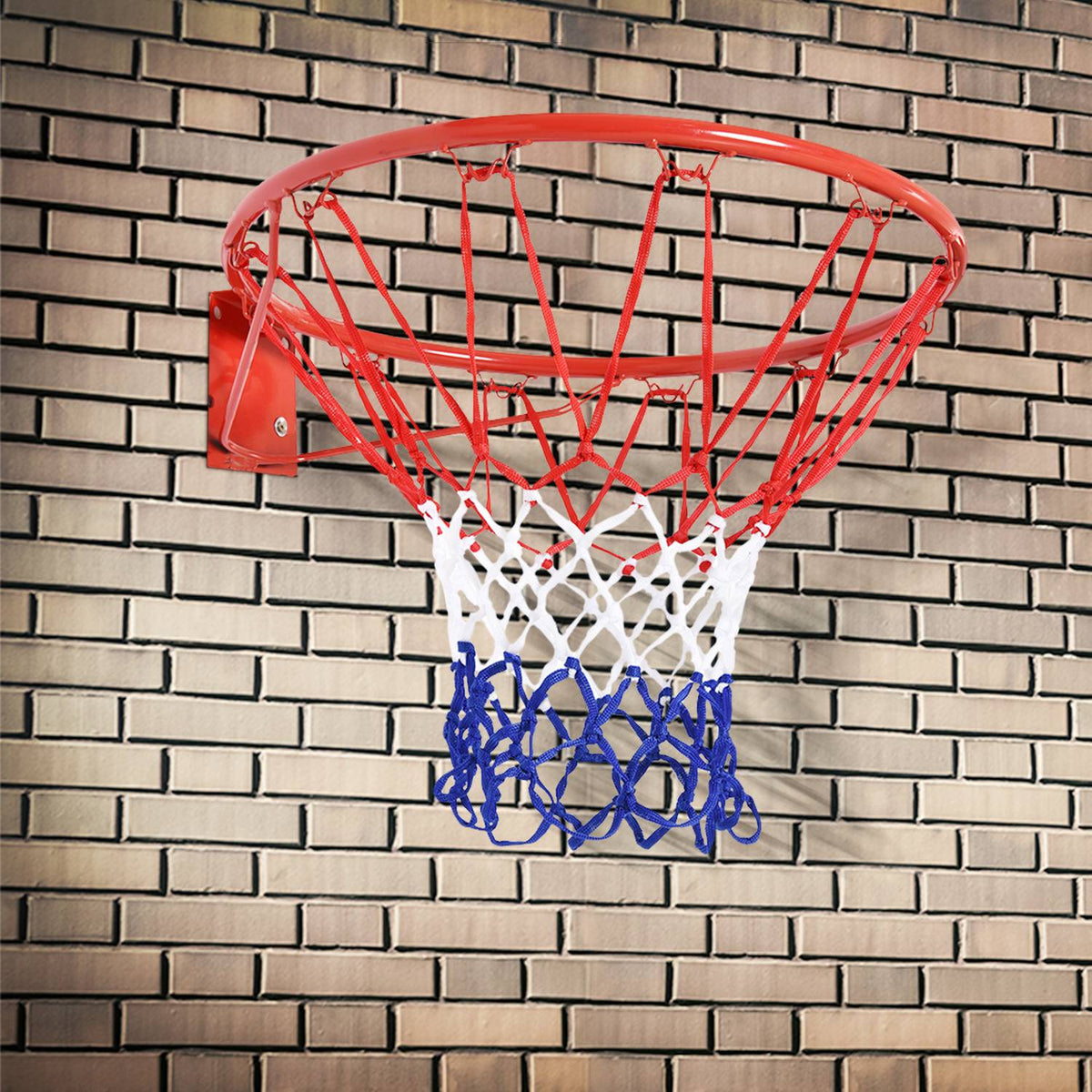 Basketball net Basketball hoop with net, steel tube + nylon, red + blue + white, ø46 cm