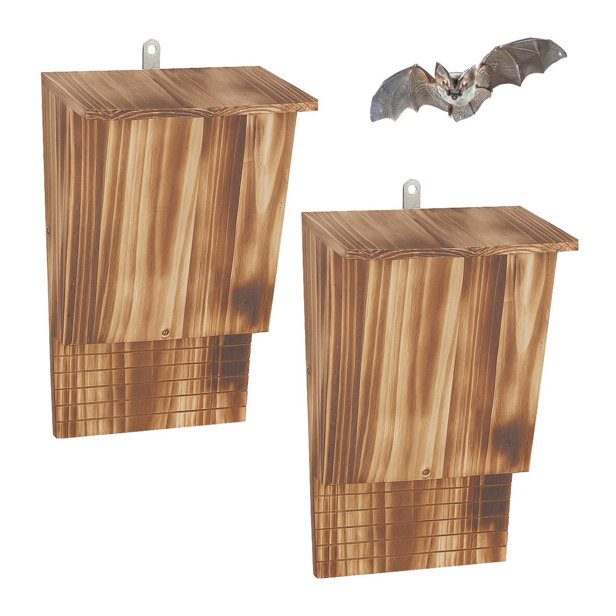 Bat Box Set, Flamed Fir Wood, 2 Pieces