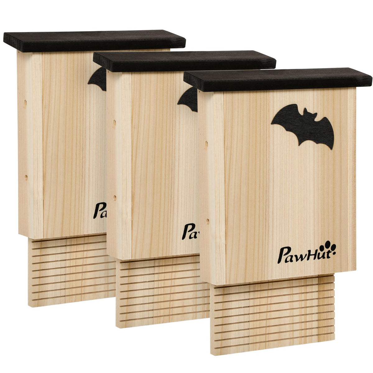 Bat Box Set Of 3, Bat House, Nesting Box For Bats, Hanging Bat Box For Summer, Winter, Fir Wood, Natural