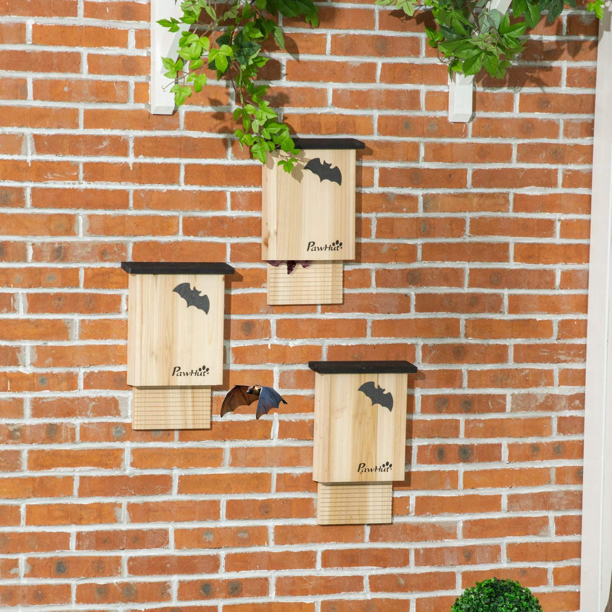 Bat Box Set Of 3, Bat House, Nesting Box For Bats, Hanging Bat Box For Summer, Winter, Fir Wood, Natural