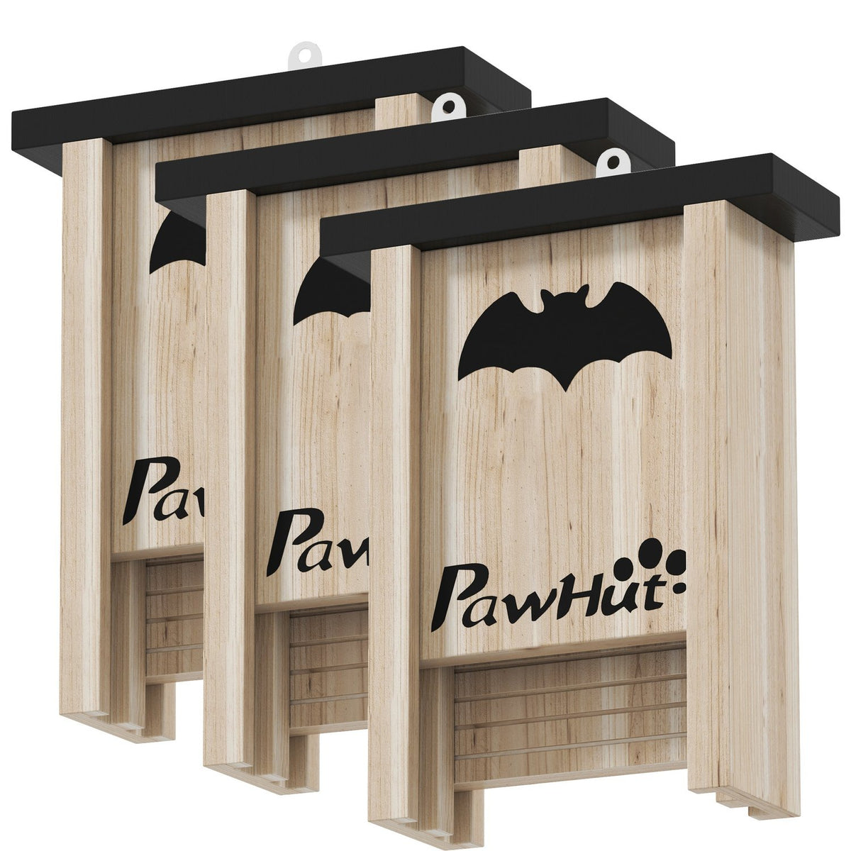 Bat Box Set of 3, Bat House, Nesting Box for Bats, Hanging Bat Box for Gardens, Orchards, Farms, Fir Wood, 18 x 6 x 22.5 cm, Natural