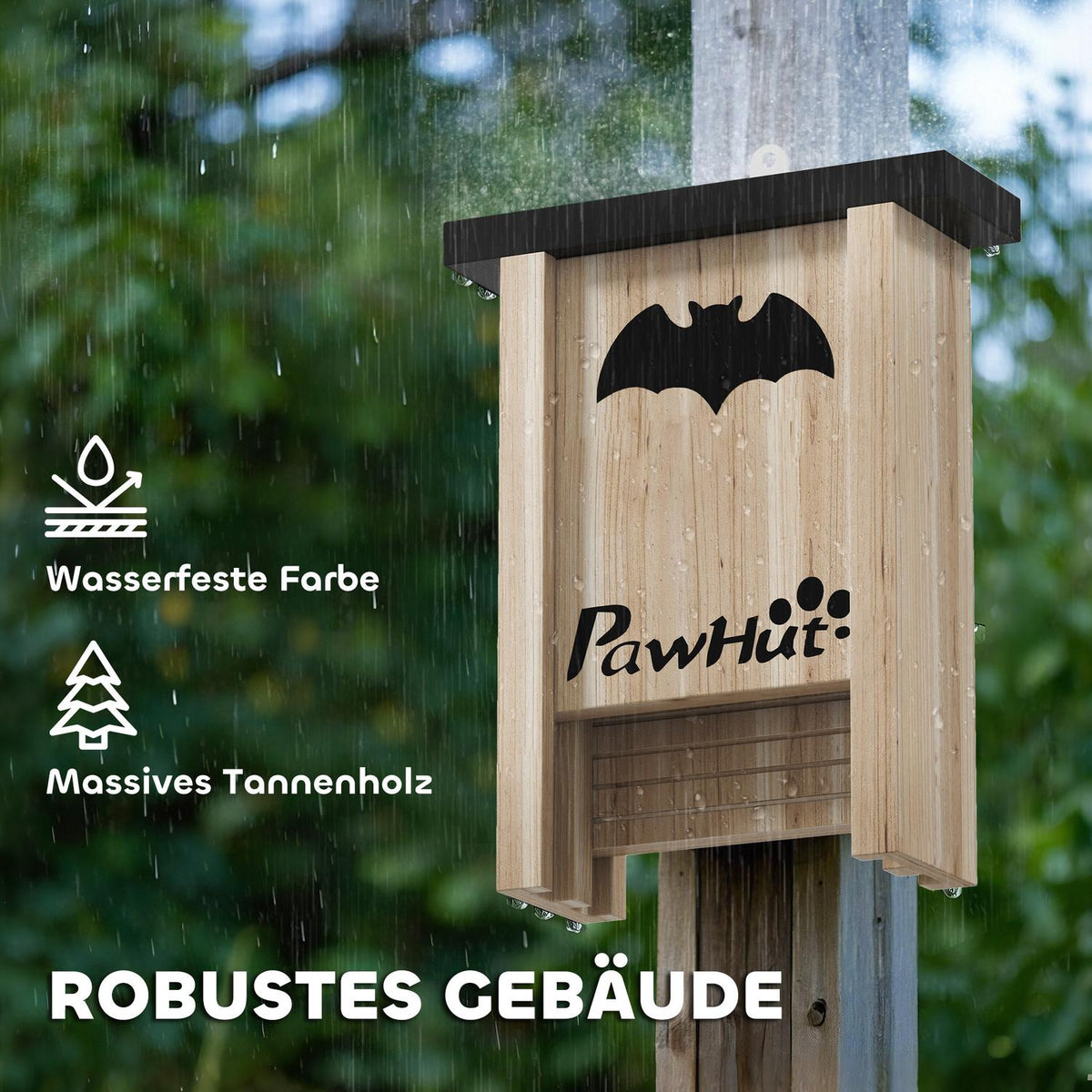 Bat Box Set of 3, Bat House, Nesting Box for Bats, Hanging Bat Box for Gardens, Orchards, Farms, Fir Wood, 18 x 6 x 22.5 cm, Natural