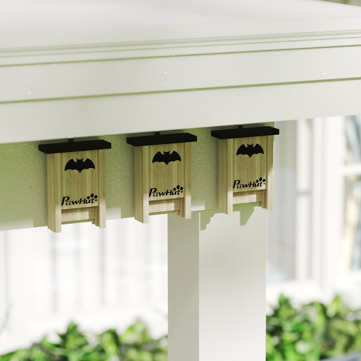 Bat Box Set of 3, Bat House, Nesting Box for Bats, Hanging Bat Box for Gardens, Orchards, Farms, Fir Wood, 18 x 6 x 22.5 cm, Natural