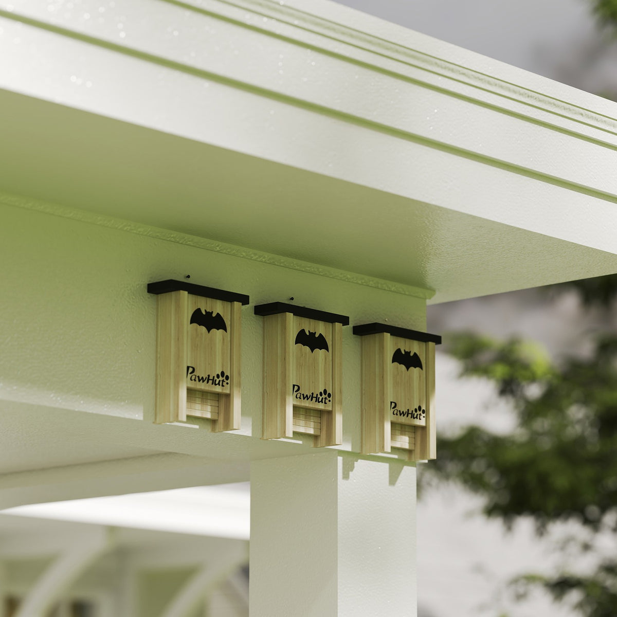 Bat Box Set of 3, Bat House, Nesting Box for Bats, Hanging Bat Box for Gardens, Orchards, Farms, Fir Wood, 18 x 6 x 22.5 cm, Natural
