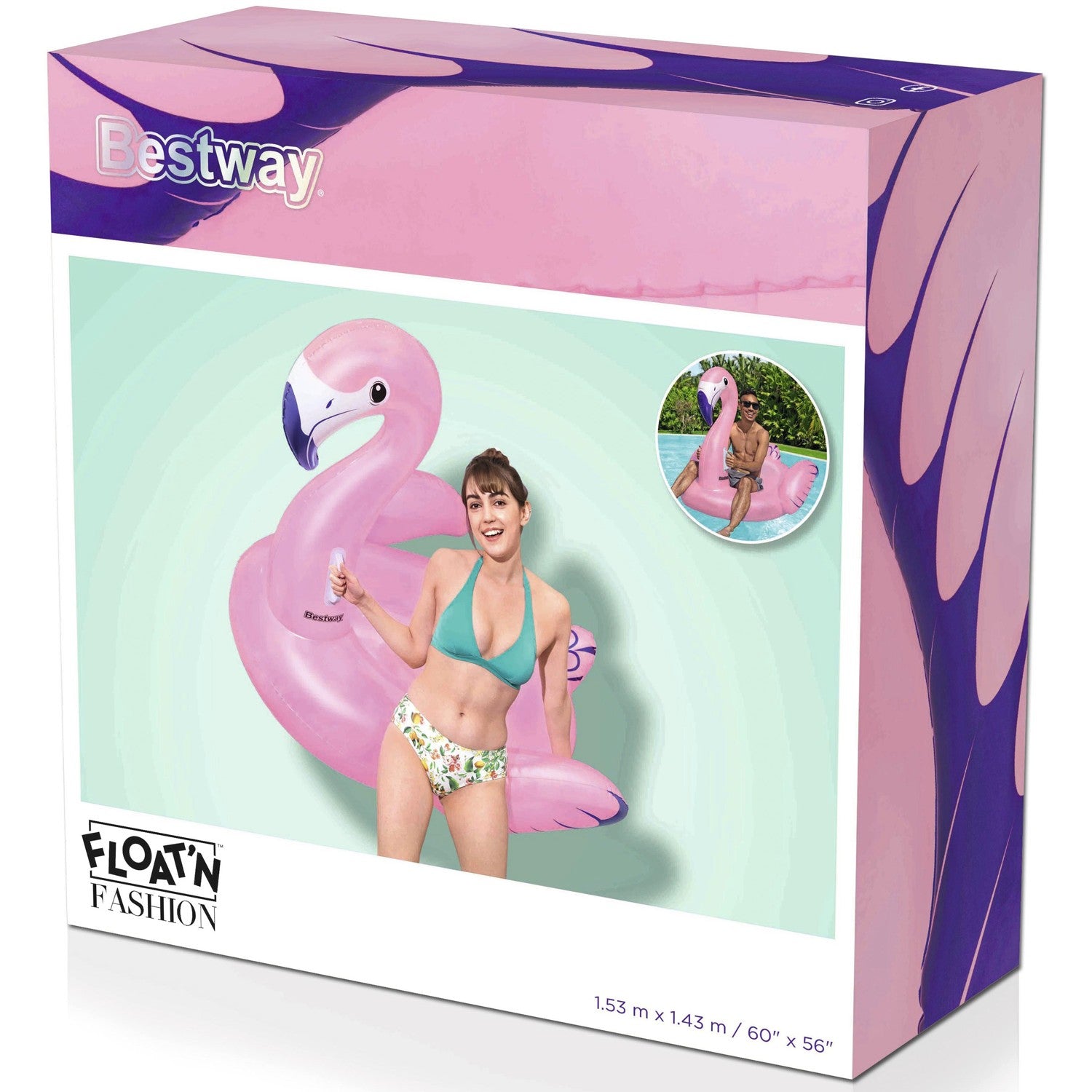 Bath mattress 1.53m x 1.43m Luxury Flamingo