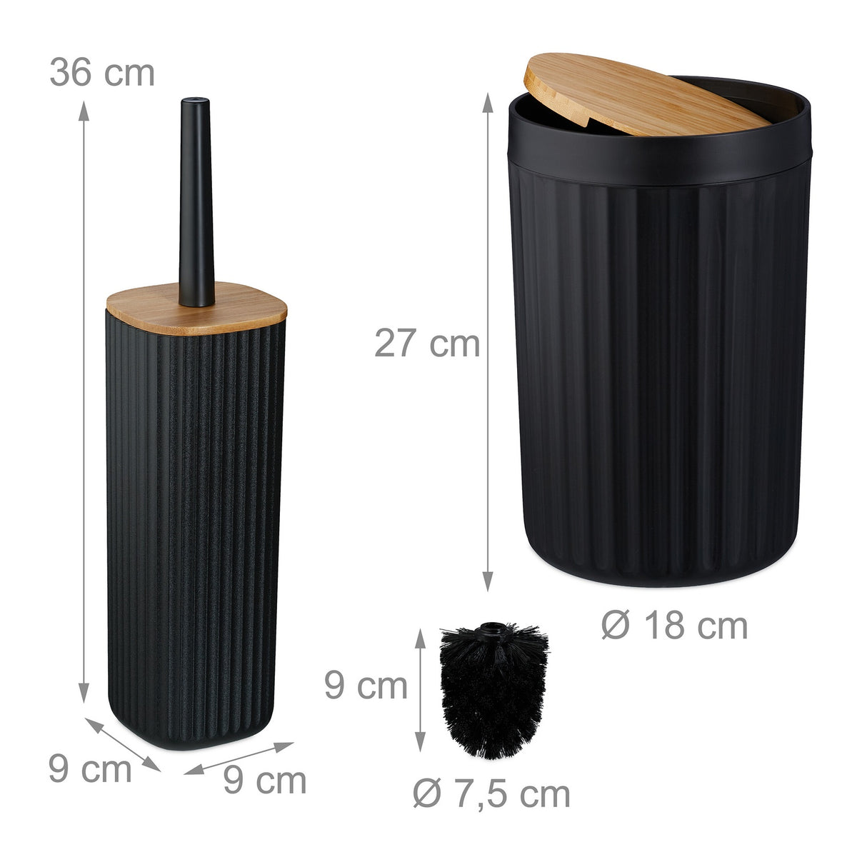 Bathroom Accessories Set, 6-Piece Plastic & Bamboo