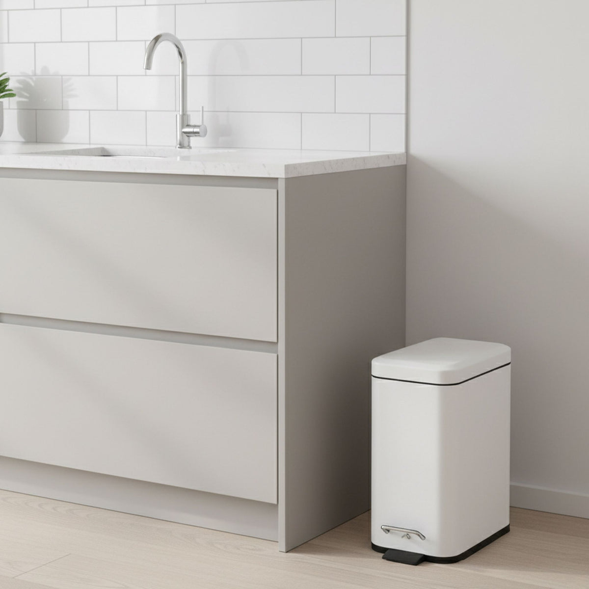 Bathroom Bin, 5L Soft Close, Foot Pedal
