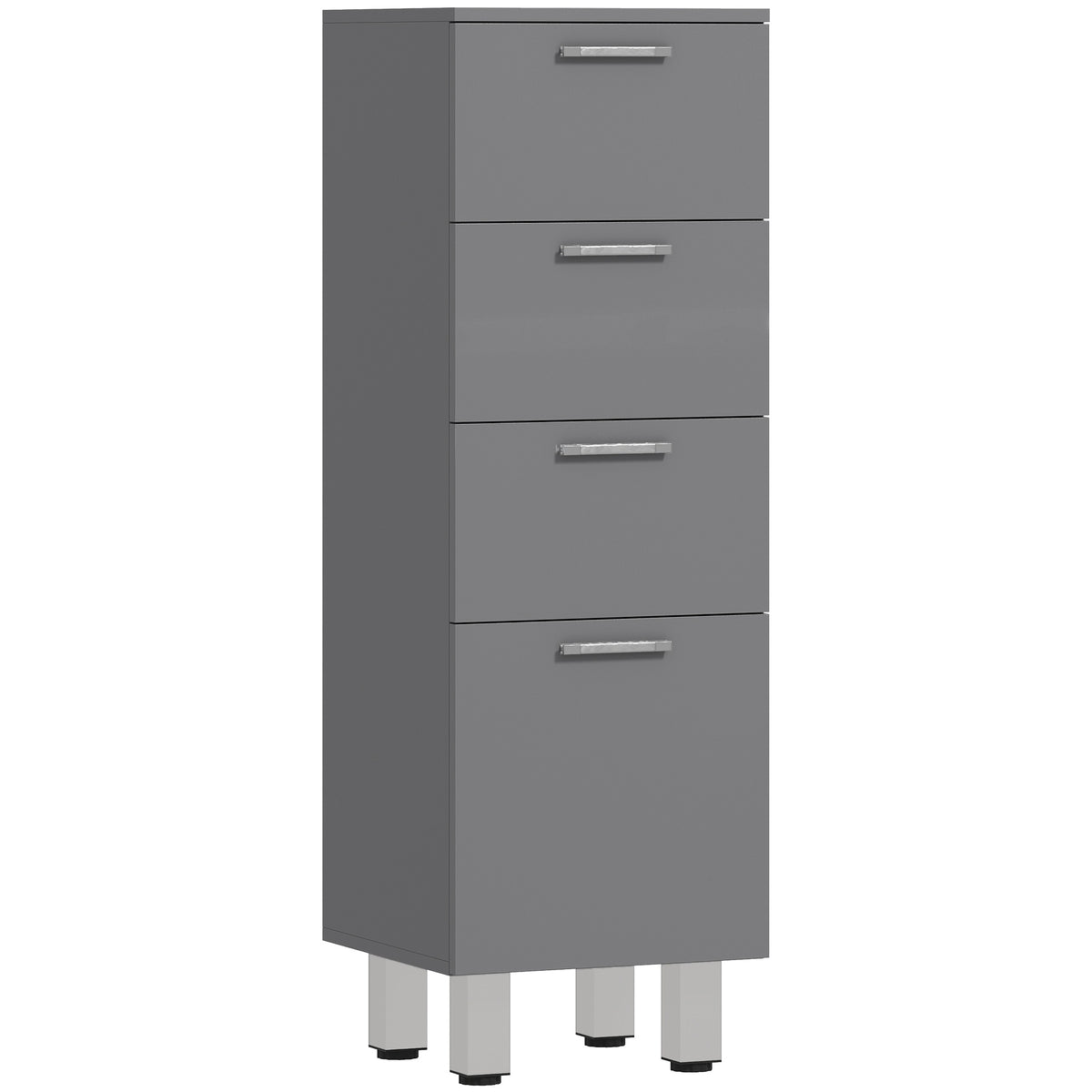 Bathroom Cabinet, 4 Drawers, Chipboard, Grey, 30x30x93 cm