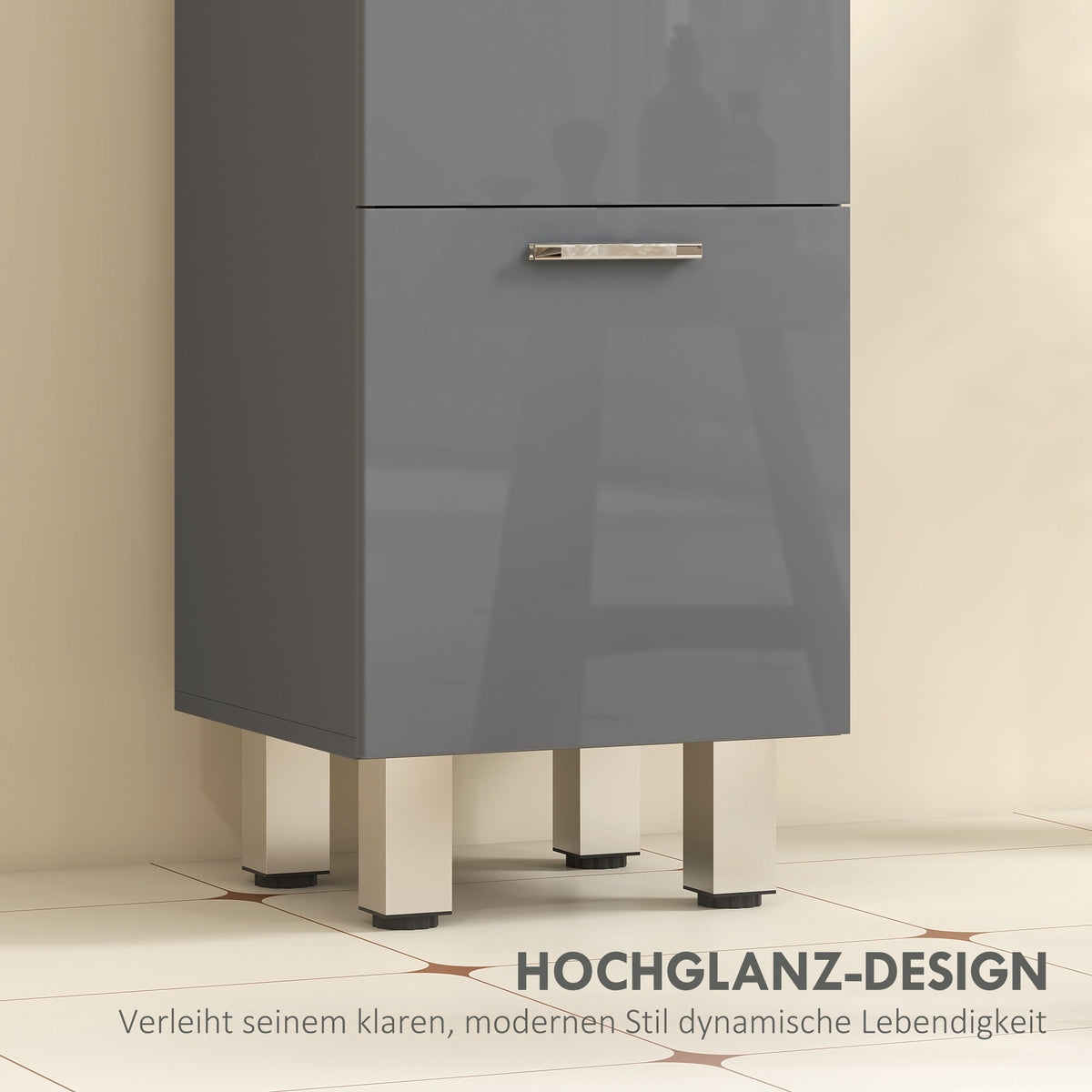 Bathroom Cabinet, 4 Drawers, Chipboard, Grey, 30x30x93 cm