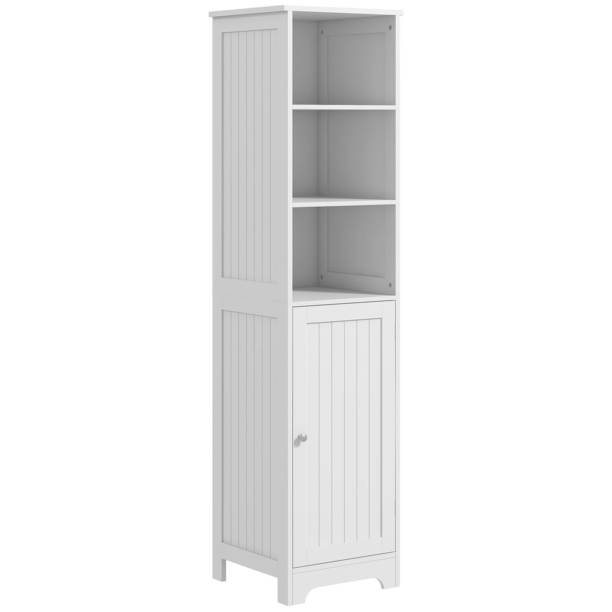 Bathroom Cabinet Bathroom Cabinet 3 Open Compartments 1 Cabinet Compartment Storage Cabinet Bathroom Living Room White 40X38X160Cm