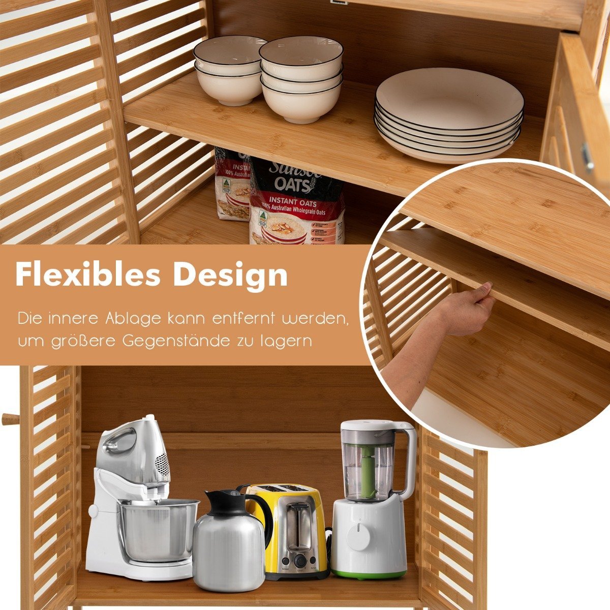 Bathroom Cabinet Freestanding Bamboo Shelf with Open Shelf 64 x 27.5 x 80 cm Natural