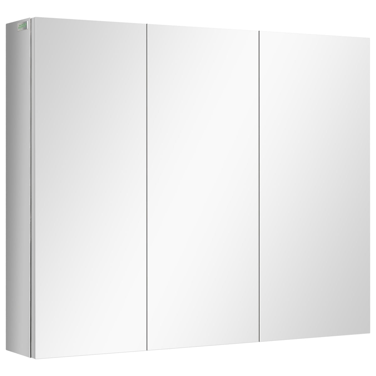 Bathroom Cabinet Mirror Cabinet Wall Cabinet With 3 Glass Doors & 5 Shelves, Stainless Steel, Silver, 70X12X55Cm