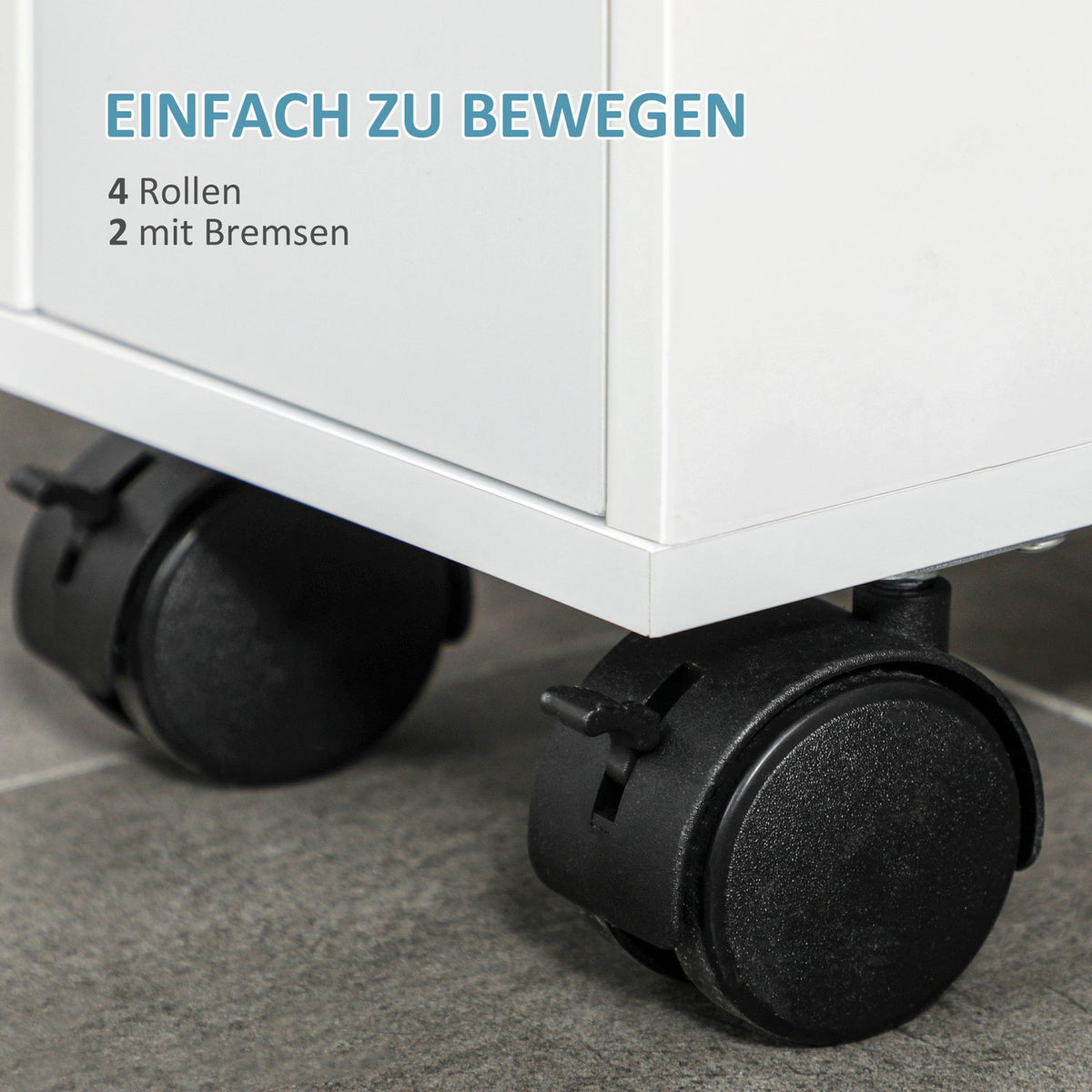 Bathroom Cabinet Niche Cabinet With Wheels, 2 Drawers & Open Compartment, Bathroom Trolley, White, 16X49.5X66Cm
