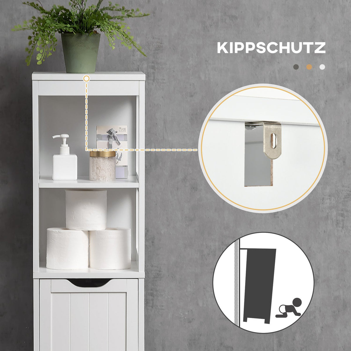 Bathroom Cabinet, Storage Cabinet, Bathroom Tall Cabinet With 2 Drawers, 3 Open Compartments, White, 30 X 30 X 141.6 Cm