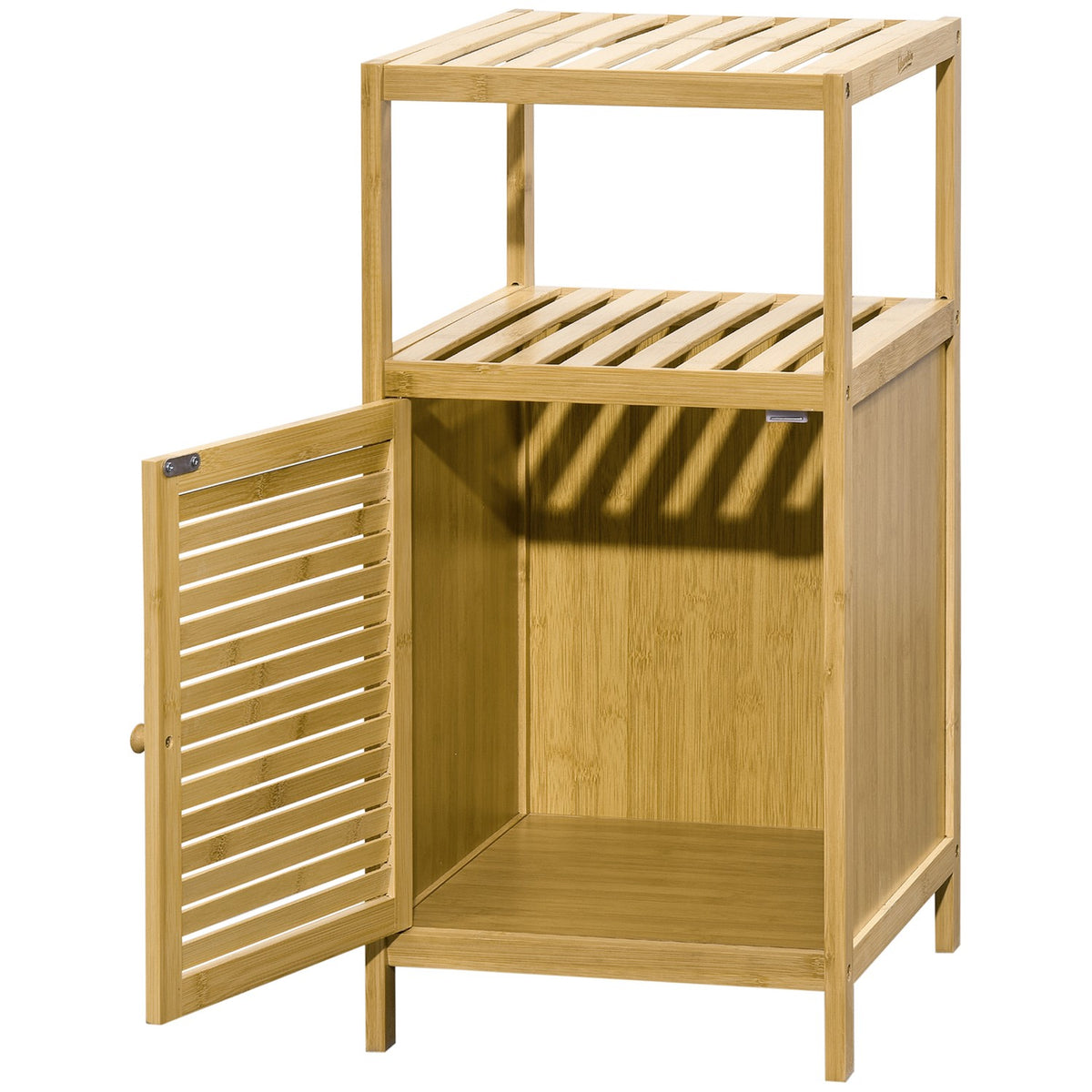 Bathroom Cabinet With Open Compartment, Side Cabinet, Anti-Tip, Storage Cabinet, Bamboo, Natural, 33X35.5X67Cm