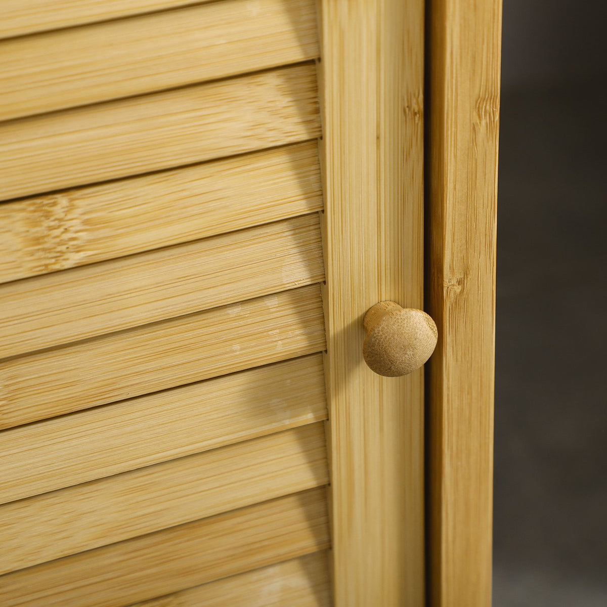 Bathroom Cabinet With Open Compartment, Side Cabinet, Anti-Tip, Storage Cabinet, Bamboo, Natural, 33X35.5X67Cm