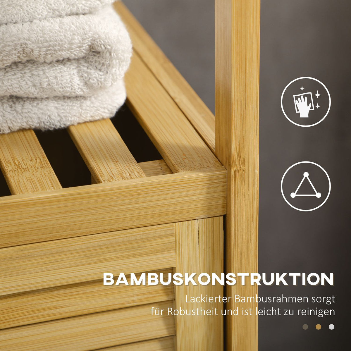 Bathroom Cabinet With Open Compartment, Side Cabinet, Anti-Tip, Storage Cabinet, Bamboo, Natural, 33X35.5X67Cm