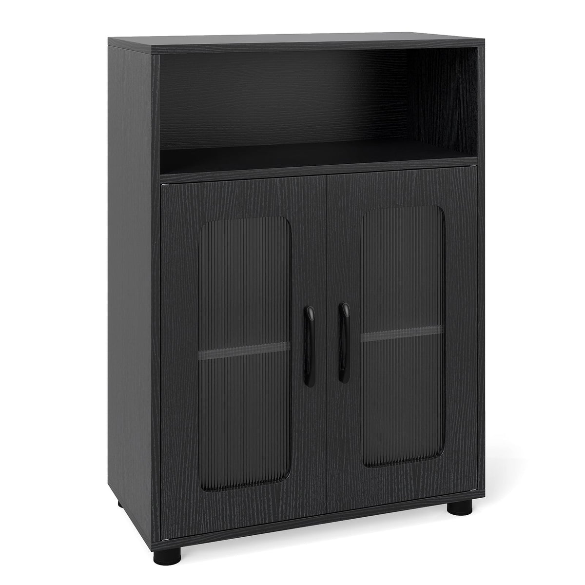 Bathroom Cabinet with 2 Doors & Adjustable Shelves, Black