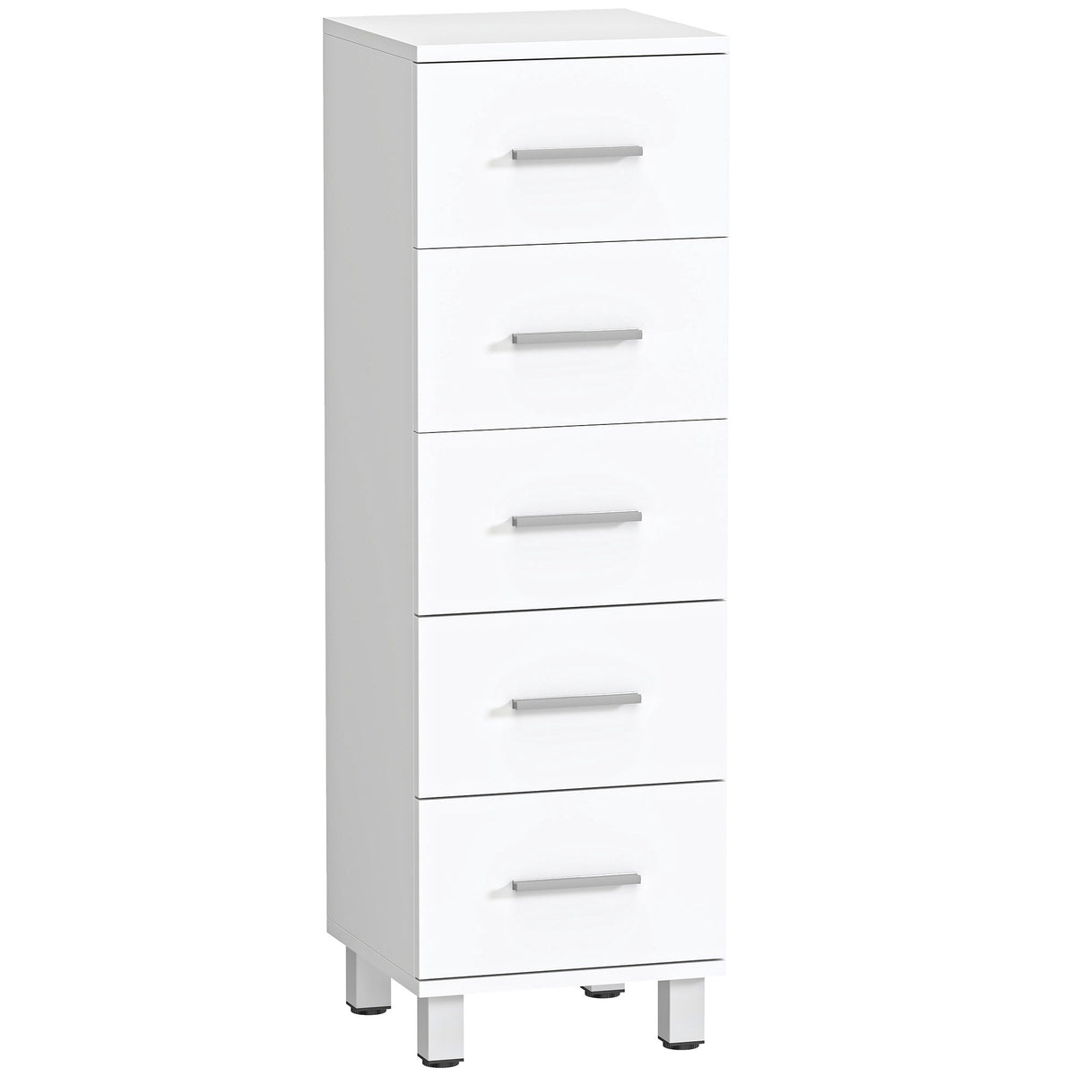 Bathroom Cabinet with 5 Drawers, White, 30x30x95 cm