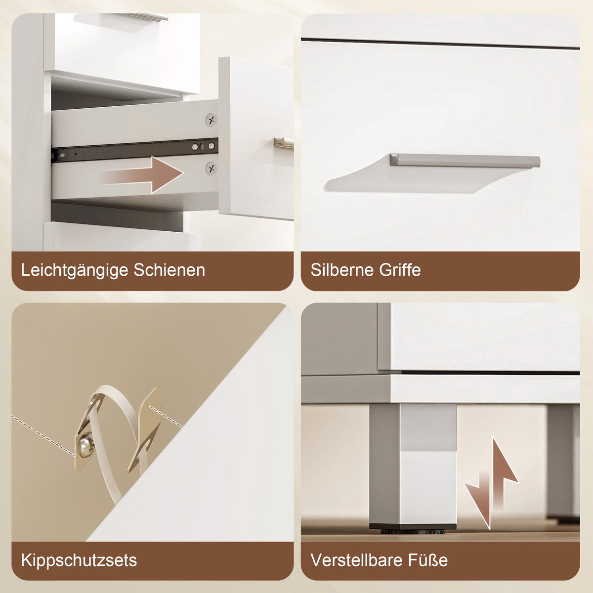 Bathroom Cabinet with 5 Drawers, White, 30x30x95 cm