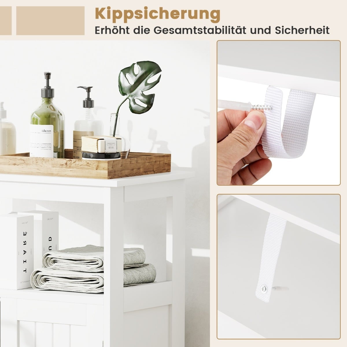 Bathroom Cabinet with Double Doors & Adjustable Shelf