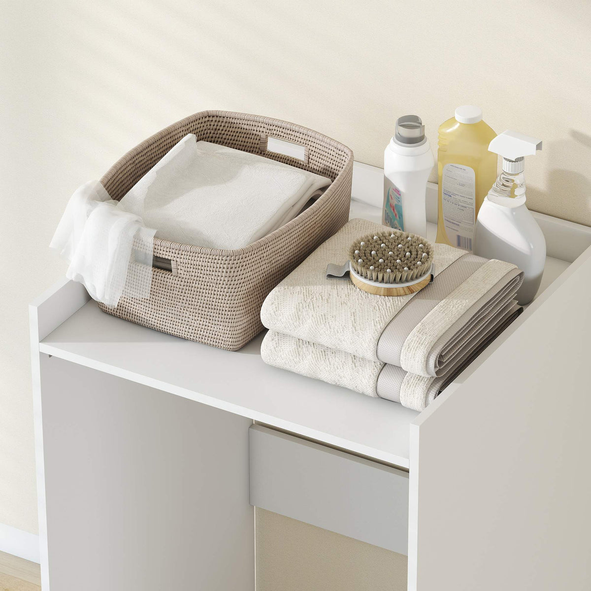 Bathroom Cabinet with Open Shelf, White, 64 x 60 x 97.5 cm