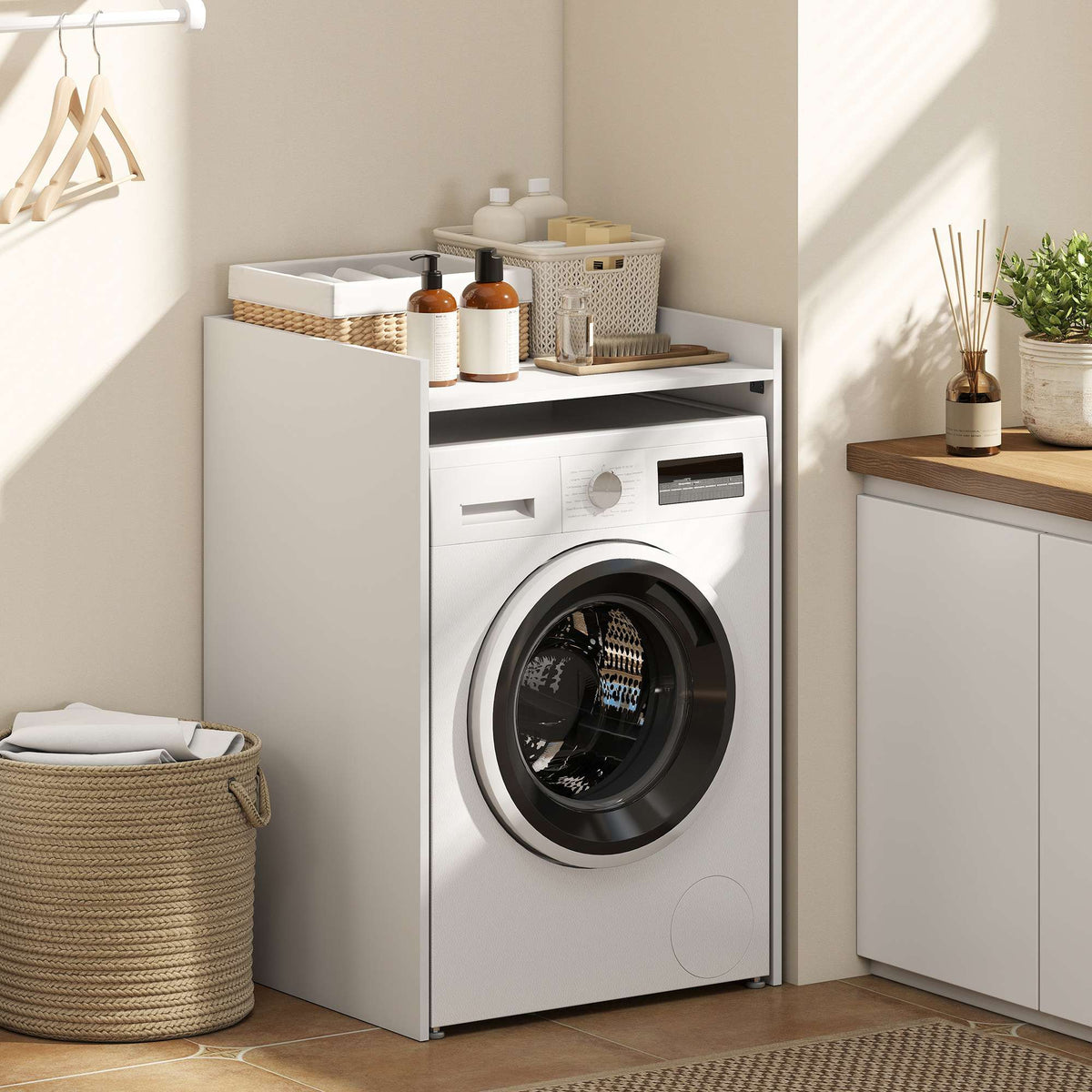 Bathroom Cabinet with Open Shelf, White, 64 x 60 x 97.5 cm