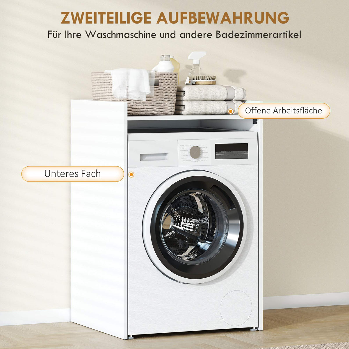Bathroom Cabinet with Open Shelf, White, 64 x 60 x 97.5 cm