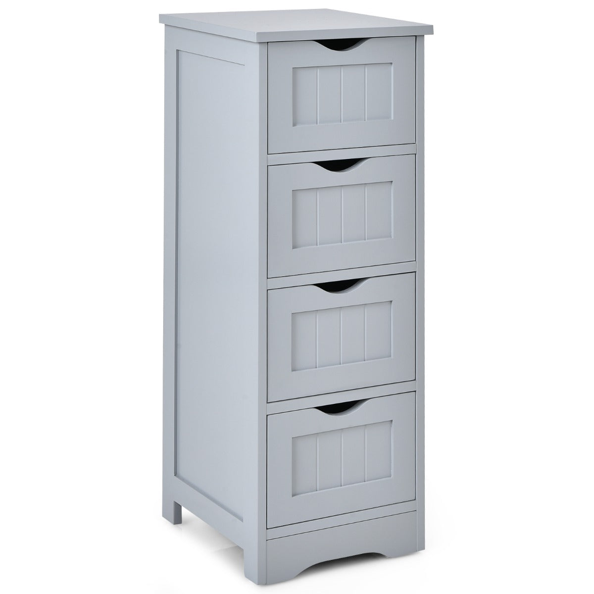 Bathroom Floor Cabinet, 4-Drawer, Anti-Tip, Gray
