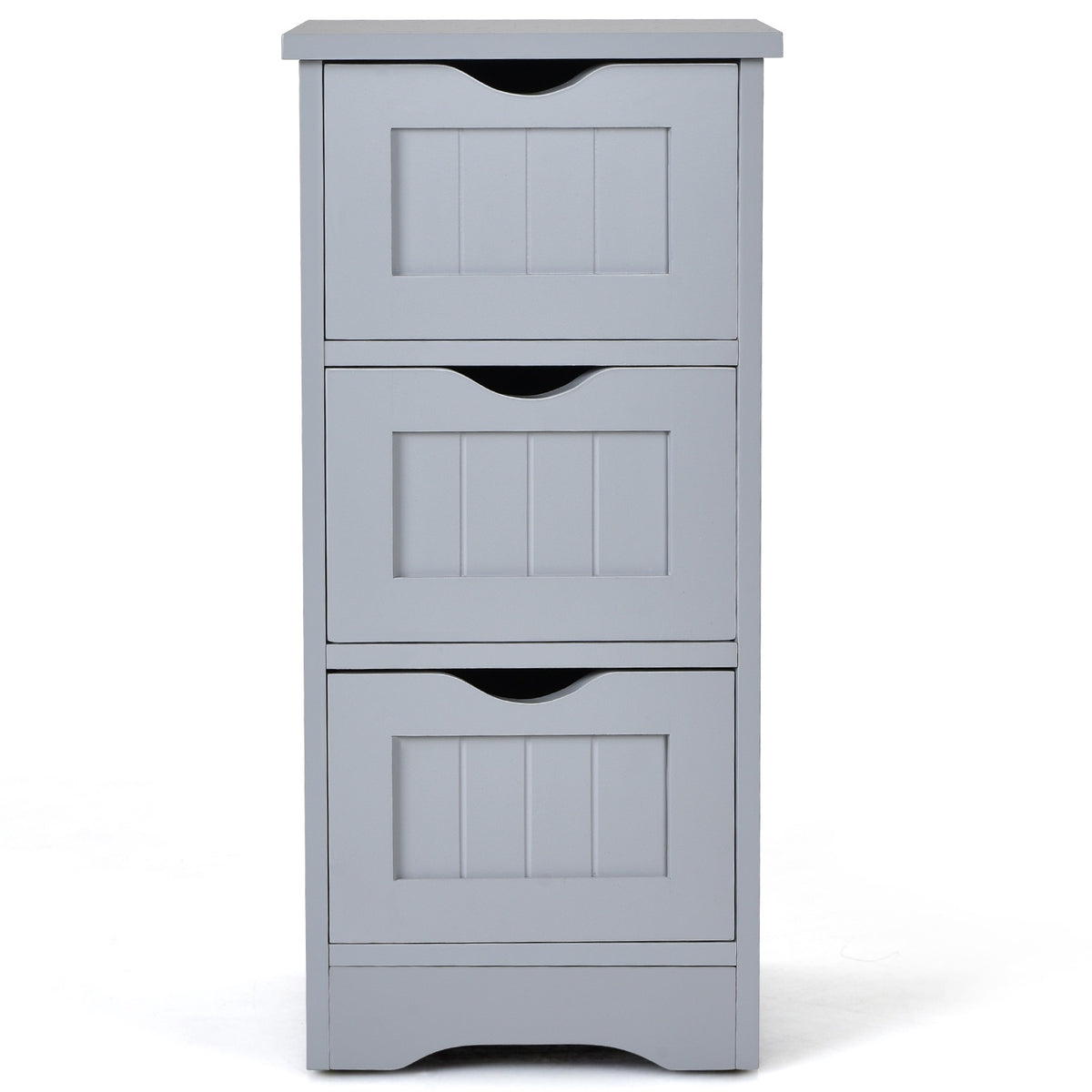 Bathroom Floor Cabinet, Slim 3-Drawer MDF, White