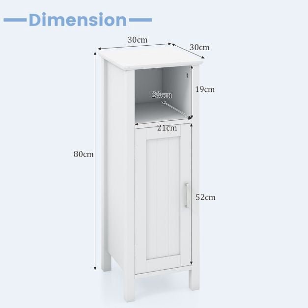 Bathroom Floor Storage Cabinet, Single Door, Adjustable Shelf