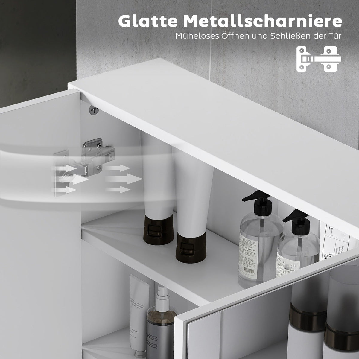 Bathroom Mirror Cabinet, 3 Doors, Wall-Mounted, White, 90x15.5x60 cm