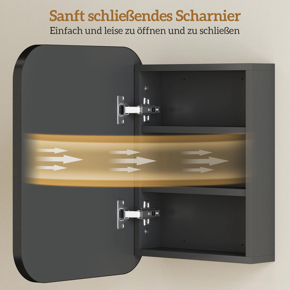 Bathroom Mirror Cabinet, Adjustable Shelves, Black, 40x10x51 cm