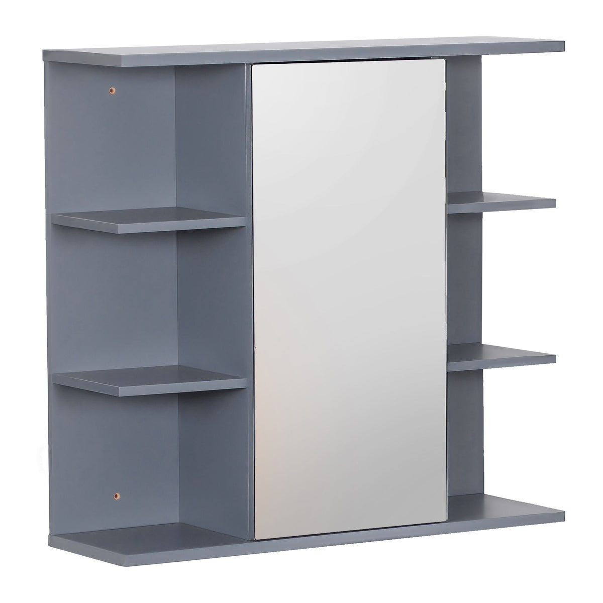 Bathroom Mirror Cabinet, Wall-Mounted, 8 Shelves