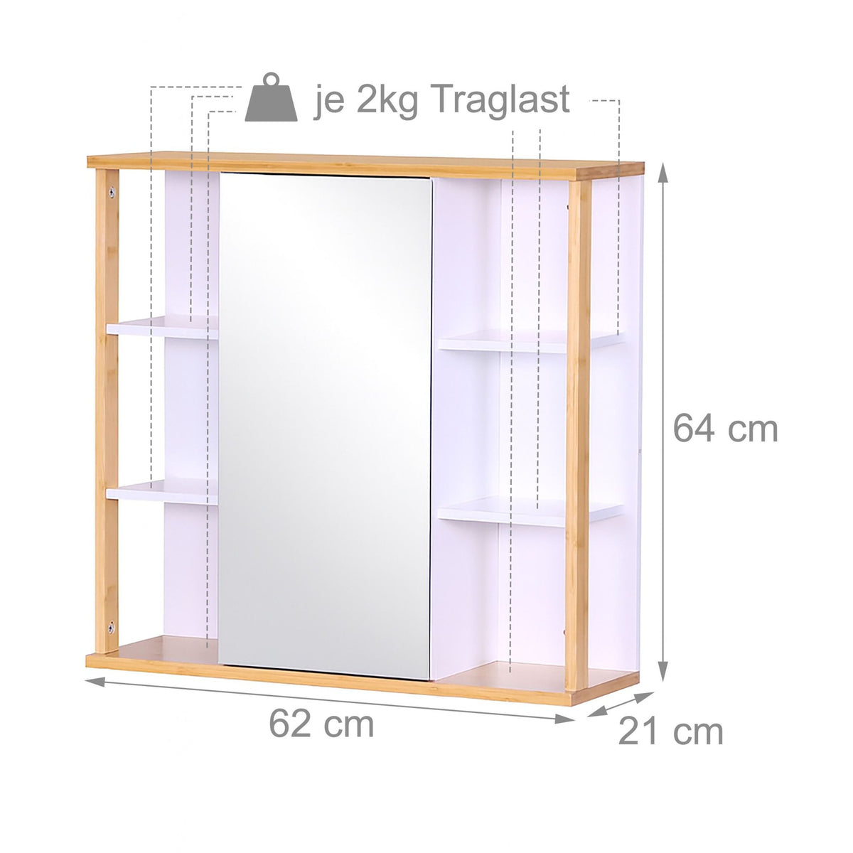 Bathroom Mirror Cabinet, Wall-Mounted Storage