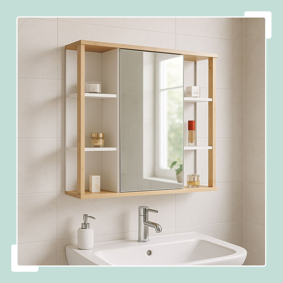 Bathroom Mirror Cabinet, Wall-Mounted Storage