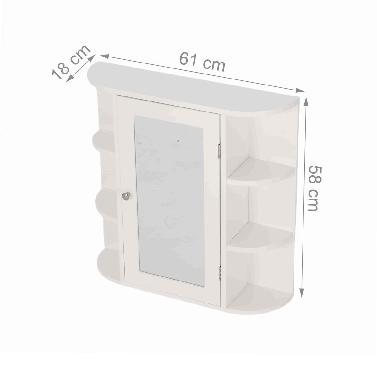 Bathroom Mirror Cabinet with 10 Shelves, Wall-Mounted