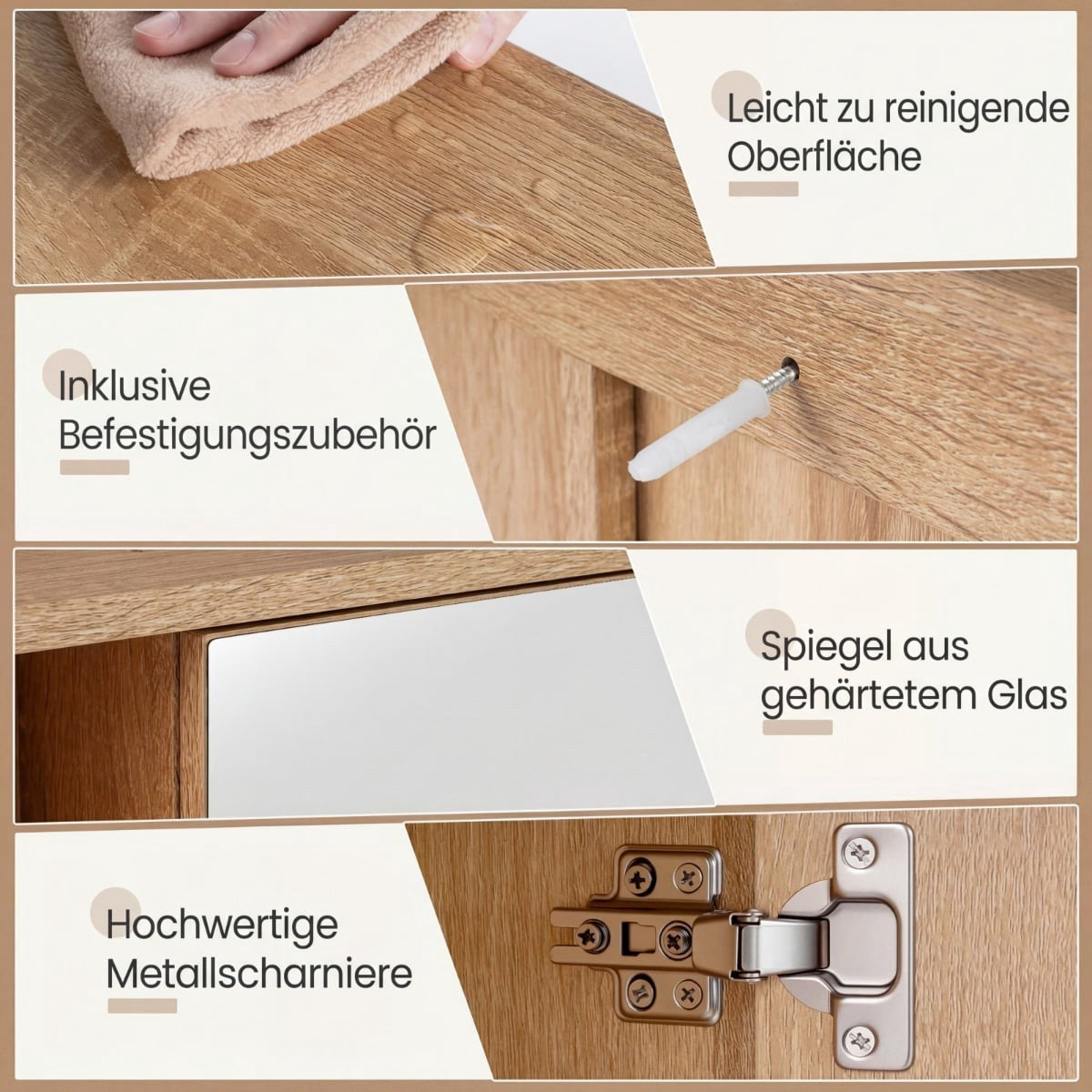 Bathroom Mirror Cabinet with Adjustable Shelves, 55x16x61 cm