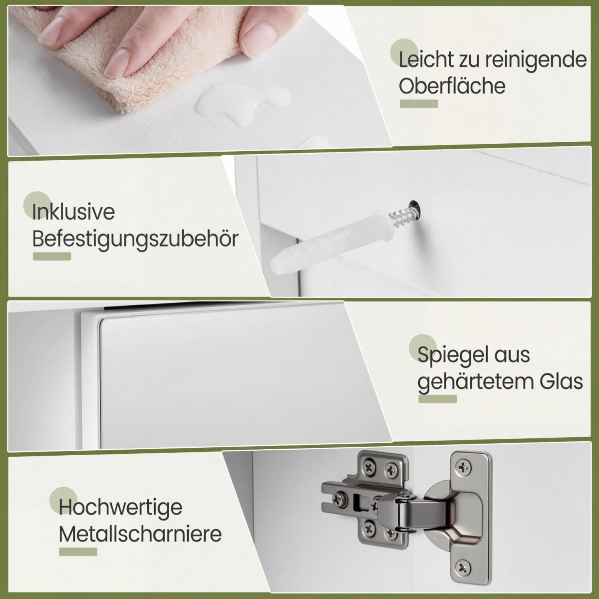 Bathroom Mirror Cabinet with Adjustable Shelves, White, 55x16x61 cm