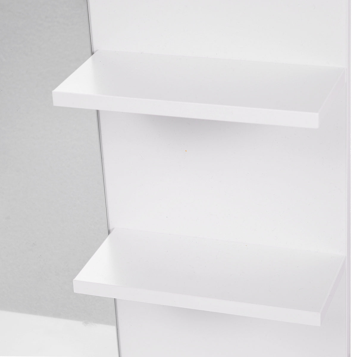 Bathroom Mirror Wall Mirror With 3 Shelves, Mirror Shelf For Bathroom, Mdf, White, 60X10X48Cm