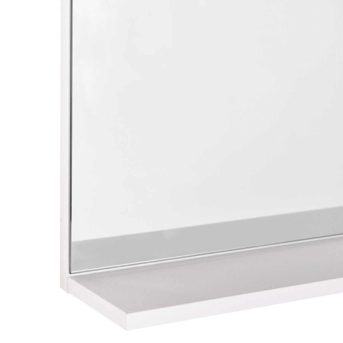 Bathroom Mirror Wall Mirror With 3 Shelves, Mirror Shelf For Bathroom, Mdf, White, 60X10X48Cm