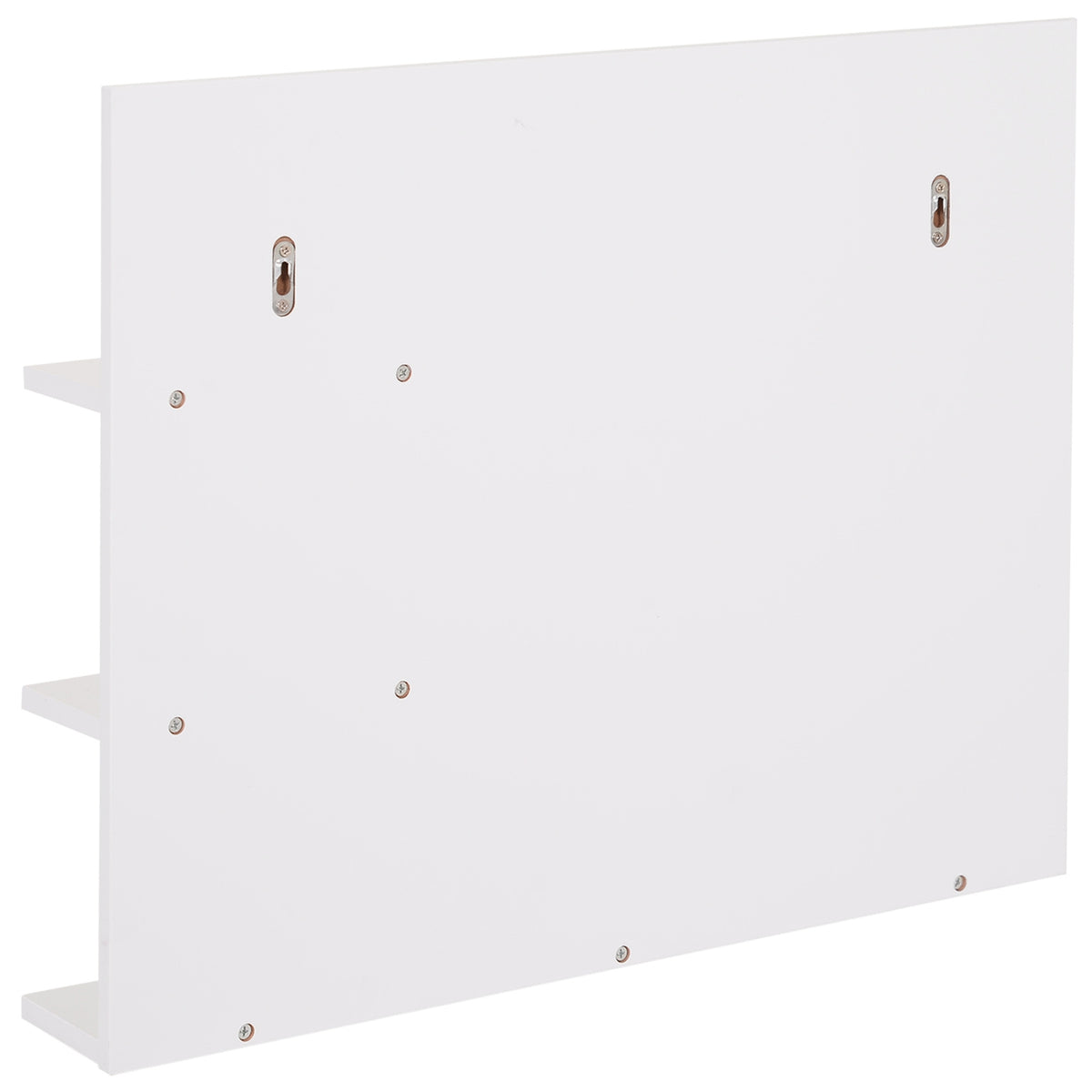 Bathroom Mirror Wall Mirror With 3 Shelves, Mirror Shelf For Bathroom, Mdf, White, 60X10X48Cm