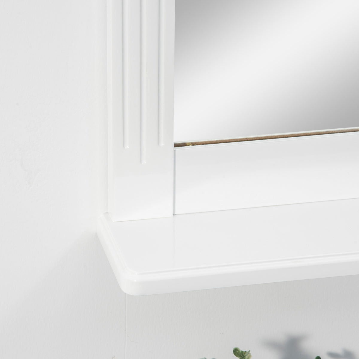 Bathroom Mirror With Shelf Wall Mirror Modern Space Saving White 55X12X64Cm