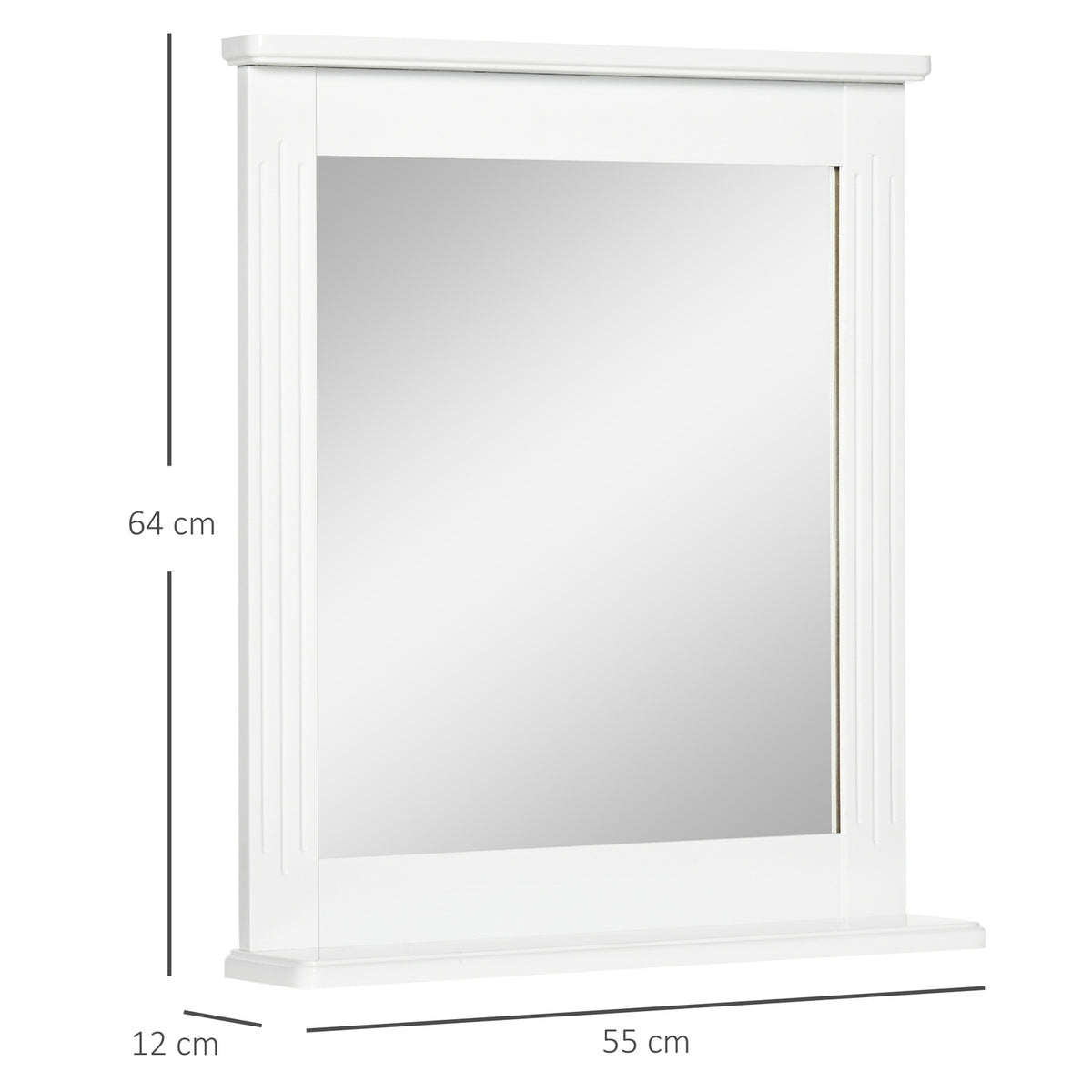 Bathroom Mirror With Shelf Wall Mirror Modern Space Saving White 55X12X64Cm