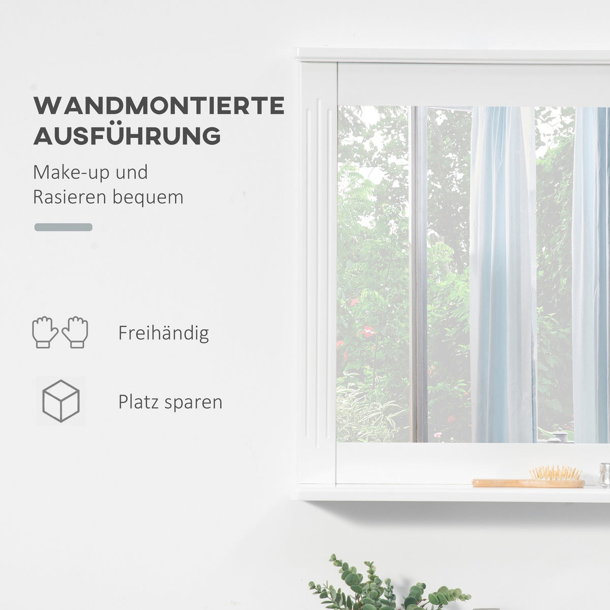 Bathroom Mirror With Shelf Wall Mirror Modern Space Saving White 55X12X64Cm