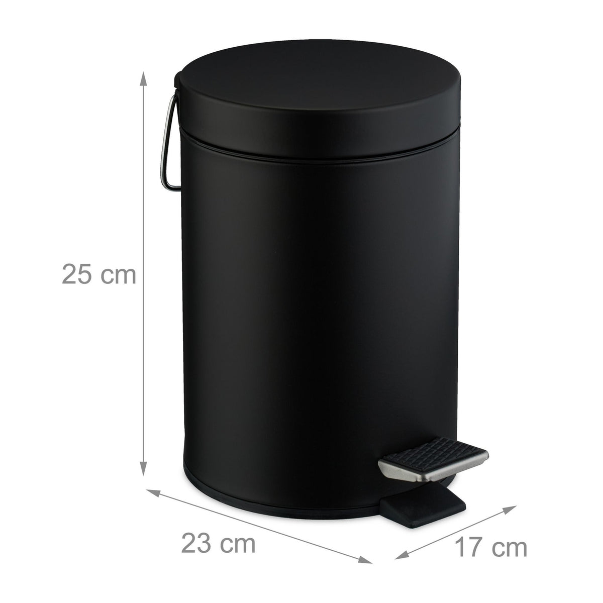 Bathroom Pedal Bin, 3L Matte Metal