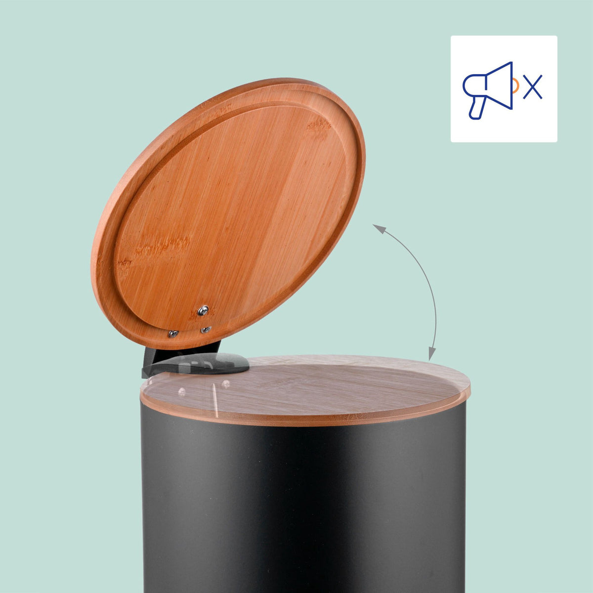 Bathroom Set with Bin & Brush, 5L Soft-Close Bin