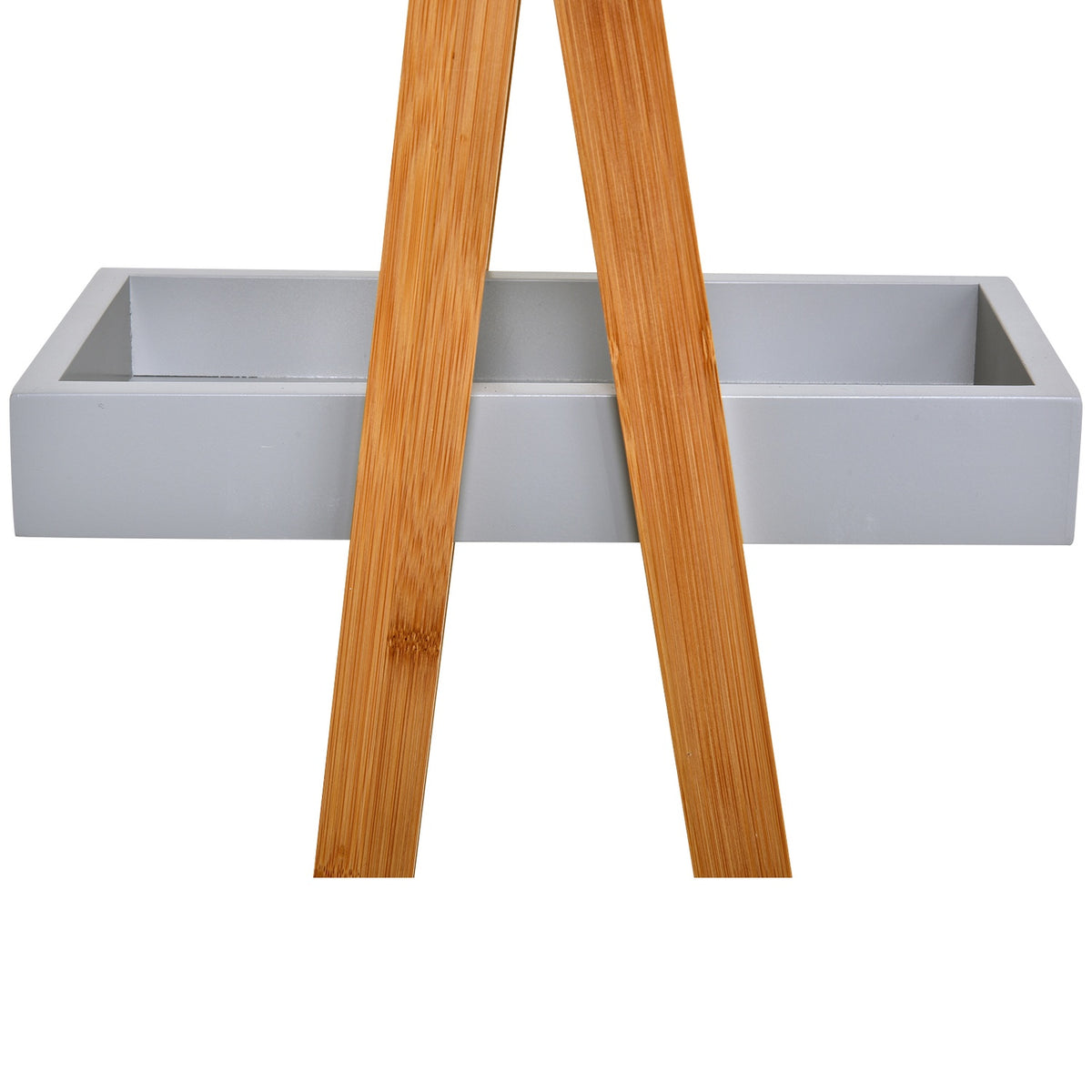 Bathroom Shelf 3 Tier Stair Shelf, Ladder Shelf For Bathroom, Bamboo, Gray, 30X18X81Cm