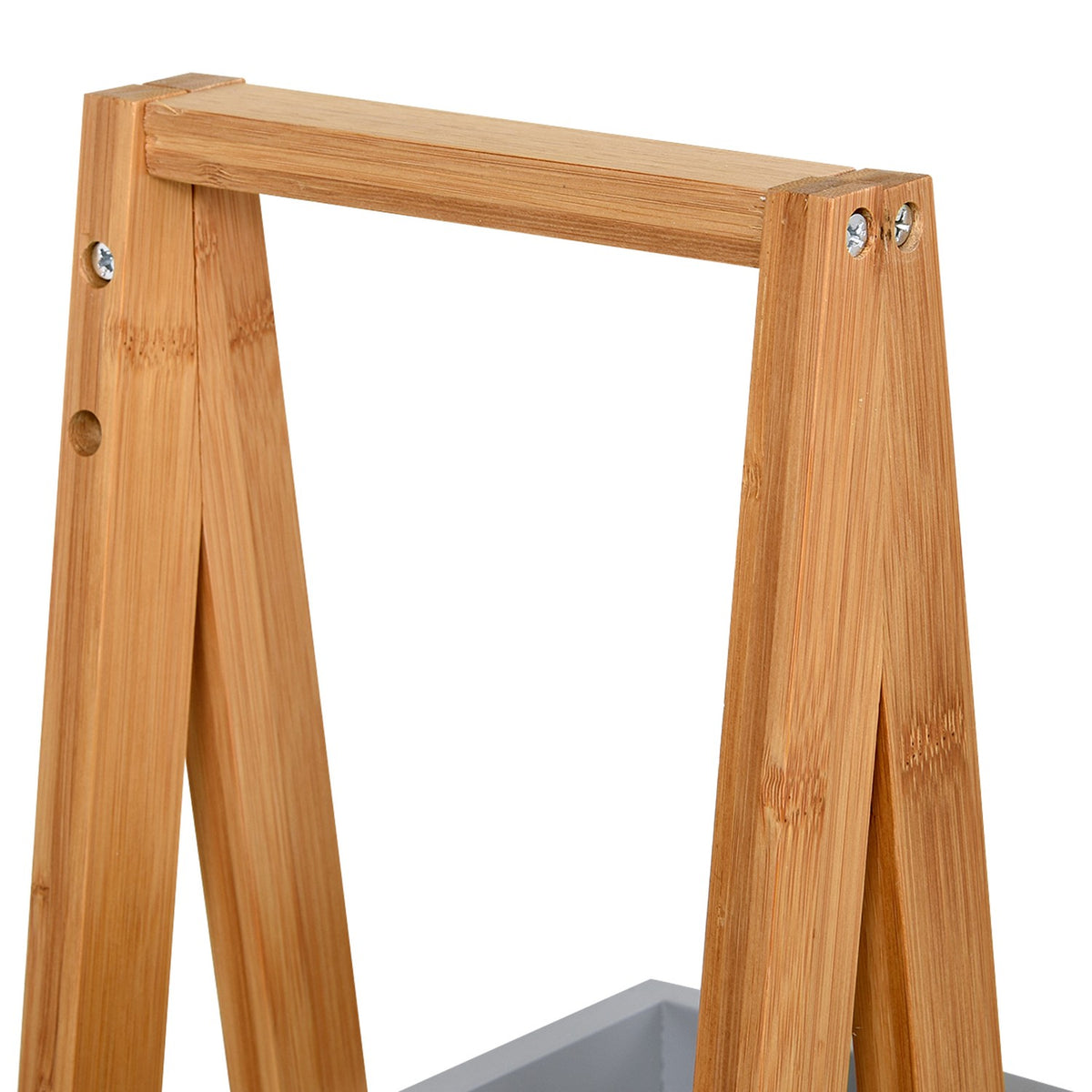 Bathroom Shelf 3 Tier Stair Shelf, Ladder Shelf For Bathroom, Bamboo, Gray, 30X18X81Cm