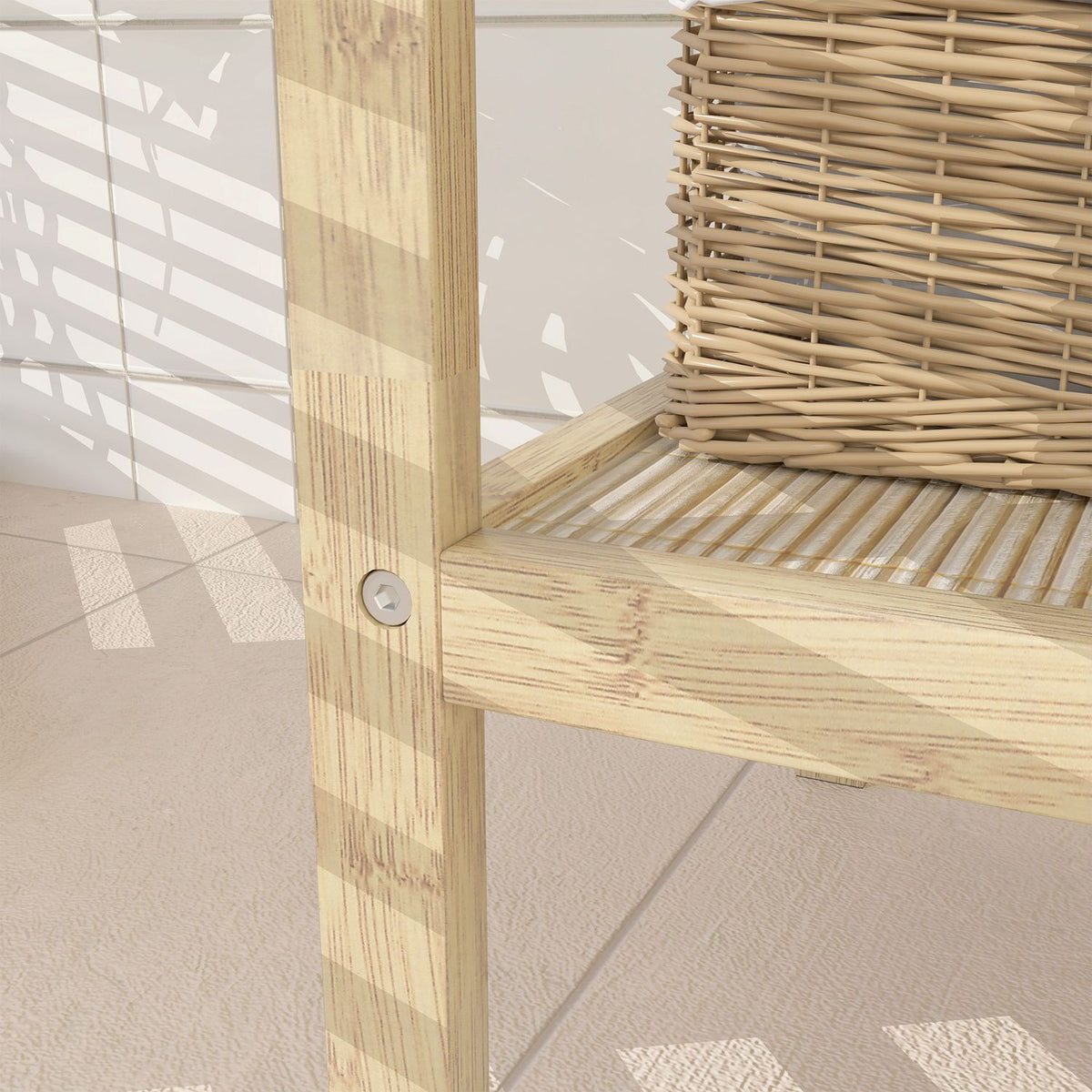 Bathroom Shelf, Bathroom Shelf with 3 Tiers, Bamboo Standing Shelf with Foot Pad, for Bathroom, Living Room, Kitchen, 33 x 31 x 78 cm, Natural Wood